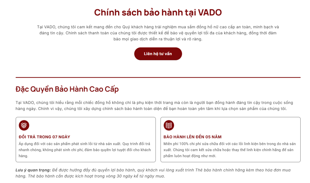 chính sách bảo hành